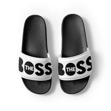 Load image into Gallery viewer, The Boss Men’s slides | Black and White