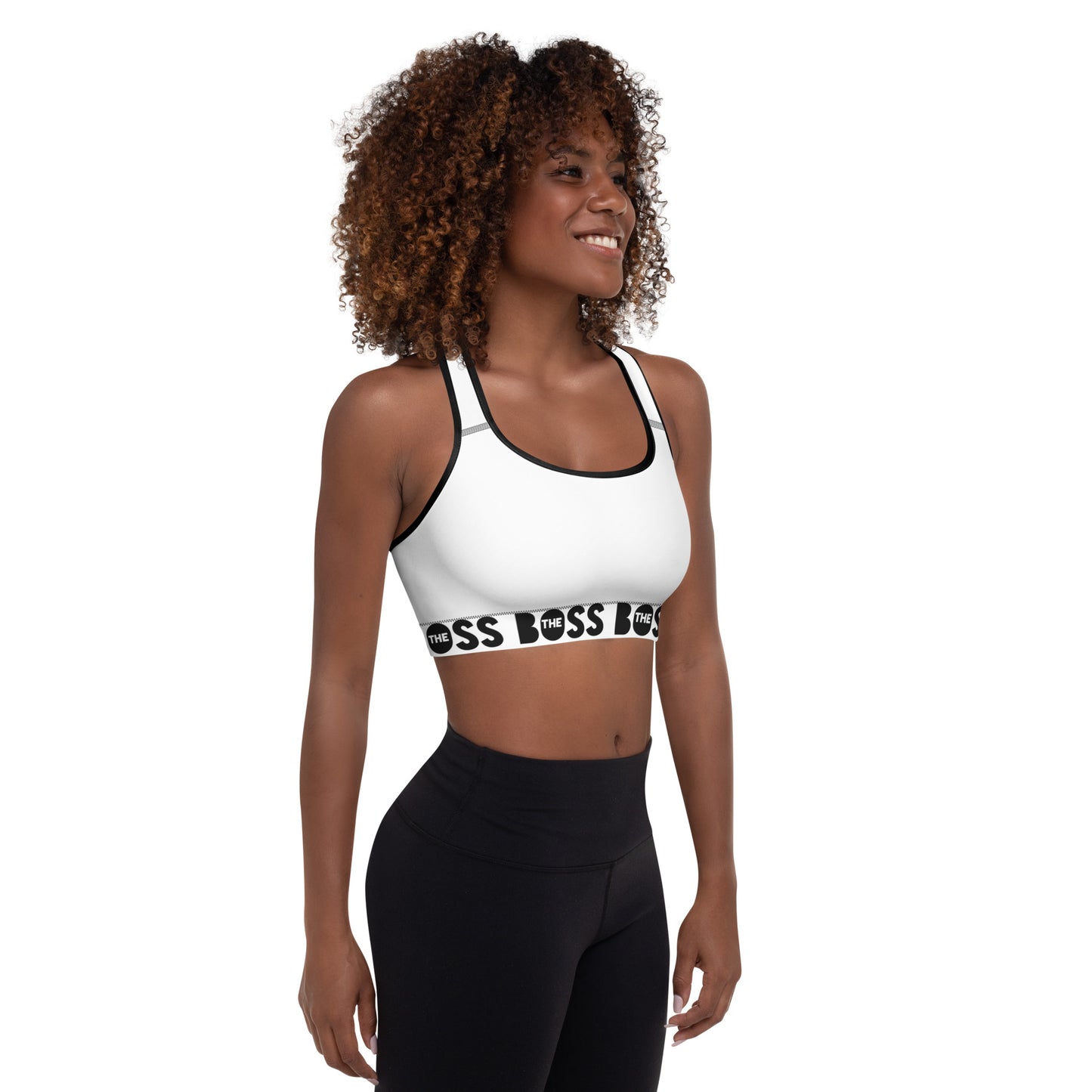 The Boss Padded Sports Bra | White and Black