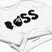 Load image into Gallery viewer, The Boss Women's long-sleeve crop top | White and Black