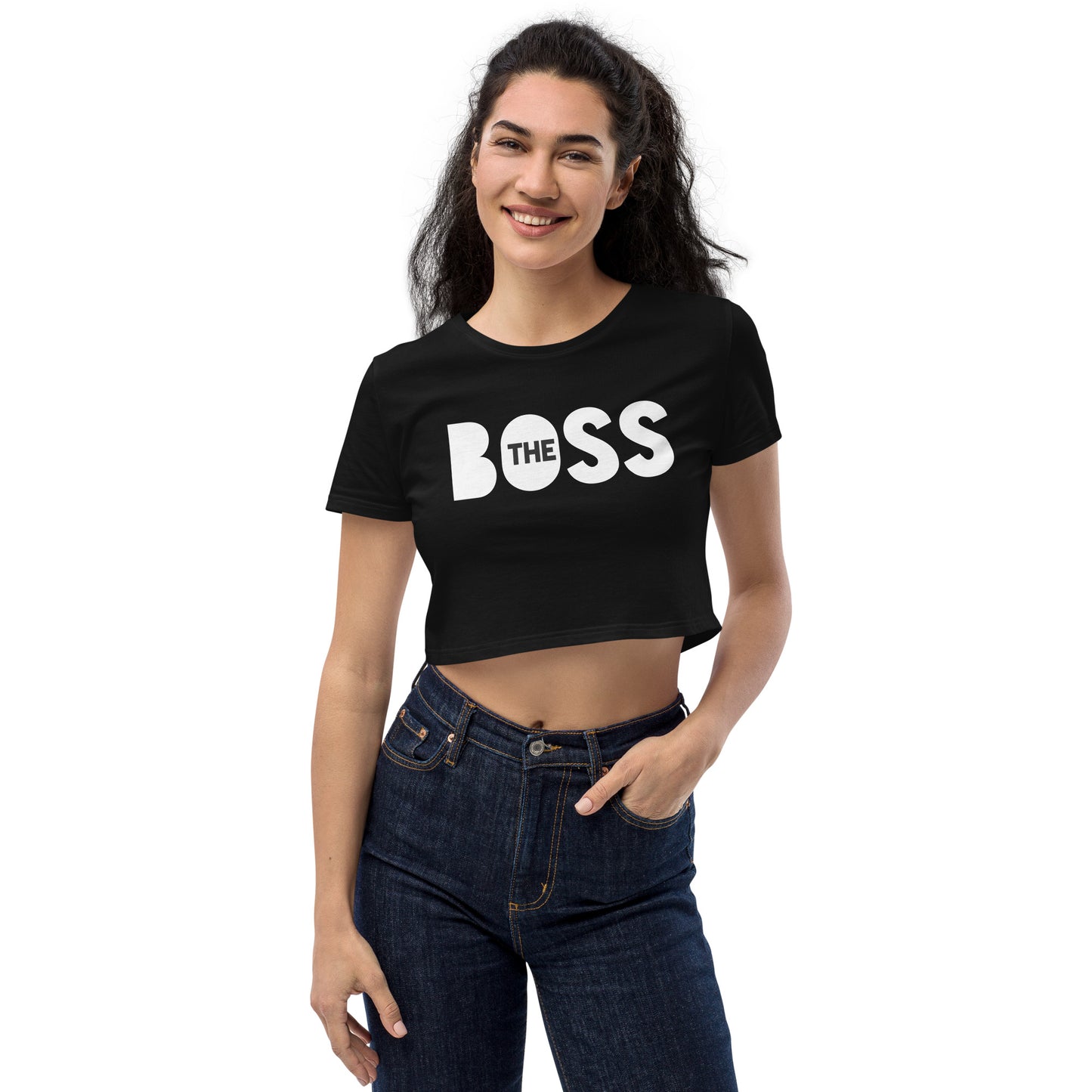 The Boss Women's Organic Crop Top | Black and White