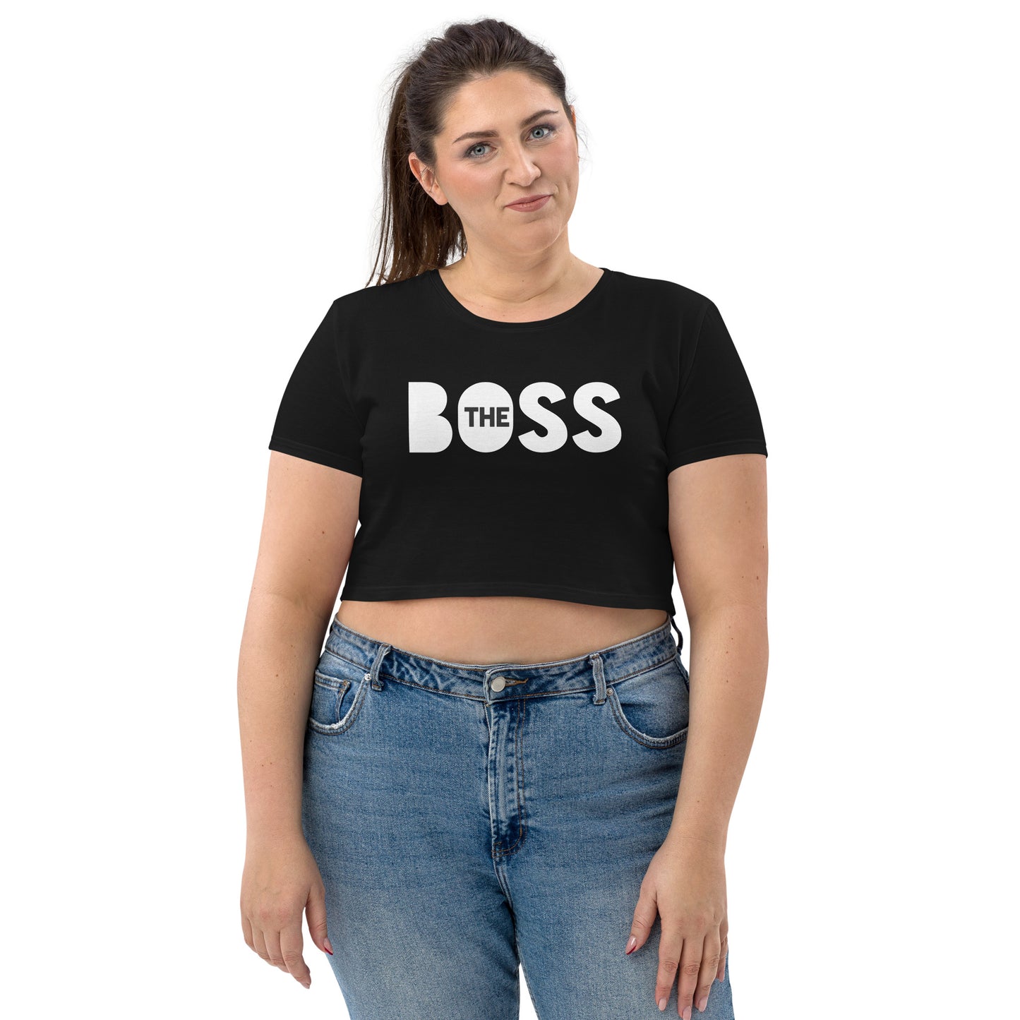 The Boss Women's Organic Crop Top | Black and White