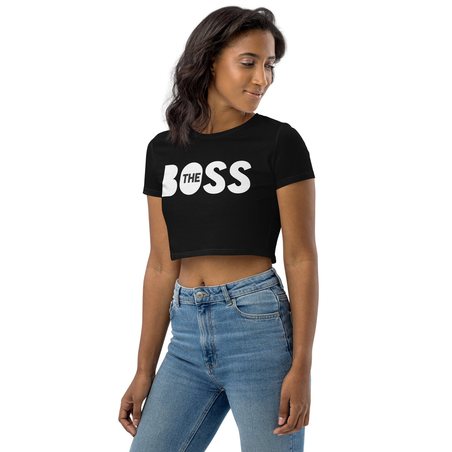 The Boss Women's Organic Crop Top | Black and White