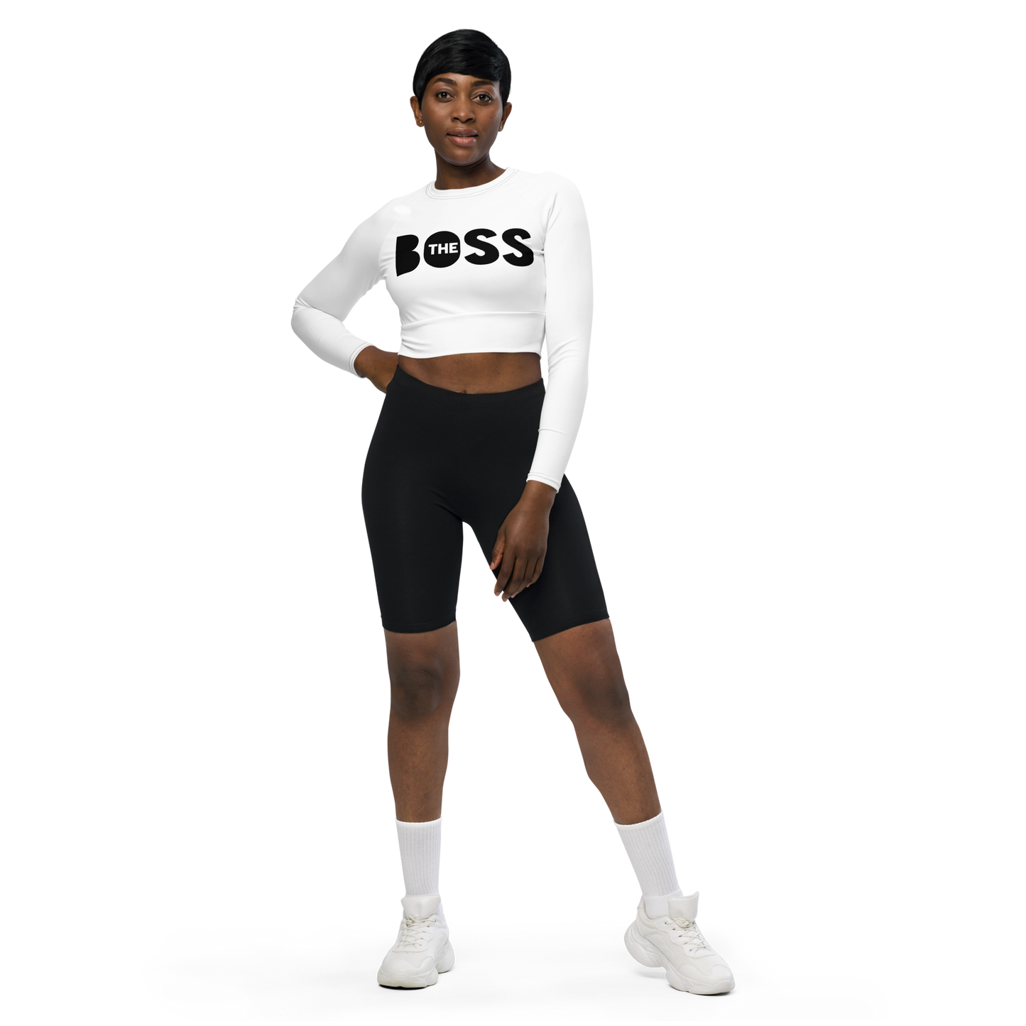 The Boss Women's long-sleeve crop top | White and Black