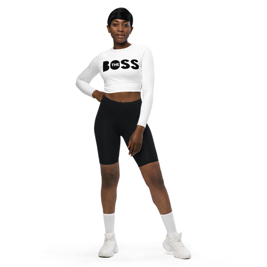 The Boss Women's long-sleeve crop top | White and Black