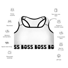 Load image into Gallery viewer, The Boss Padded Sports Bra | White and Black

