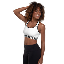 Load image into Gallery viewer, The Boss Padded Sports Bra | White and Black
